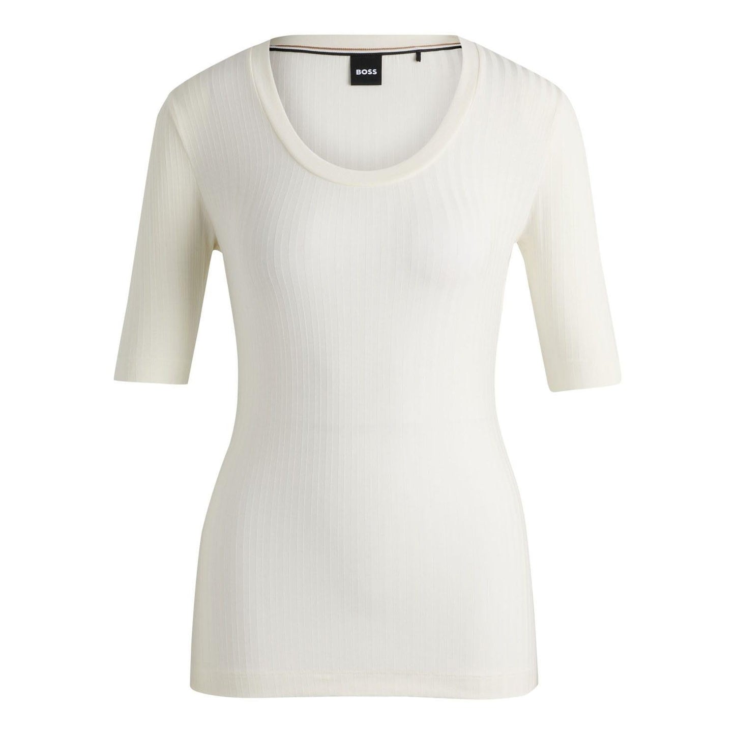 White - Front - Boss Womens-Ladies Effilie Scoop Neck Top