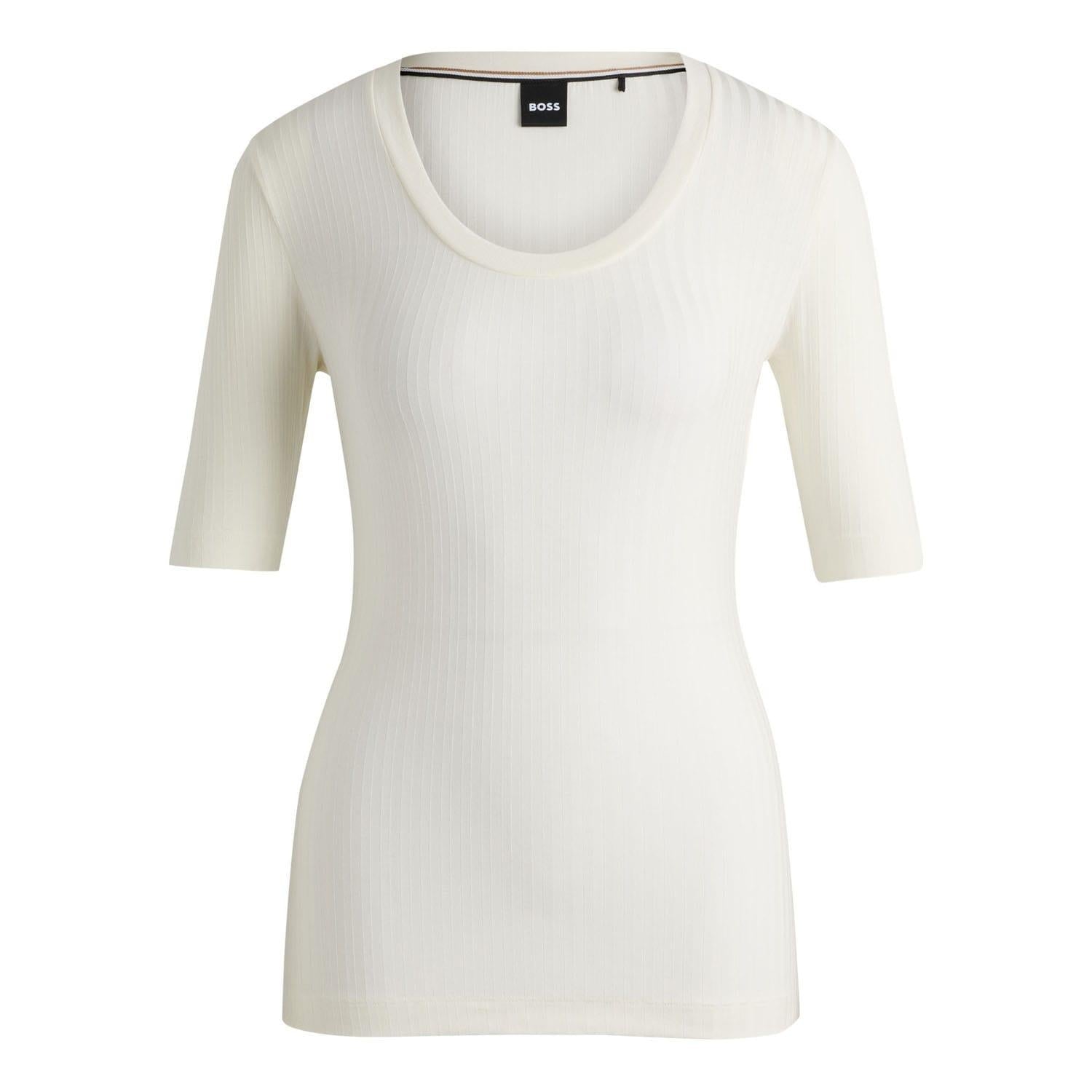 White - Front - Boss Womens-Ladies Effilie Scoop Neck Top