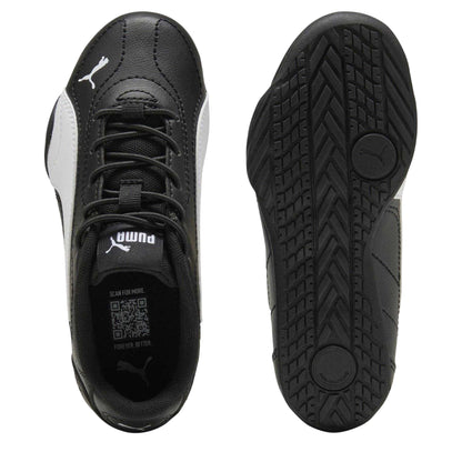 Black-White - Side - Puma Childrens-Kids Catch Flat Heel Trainers