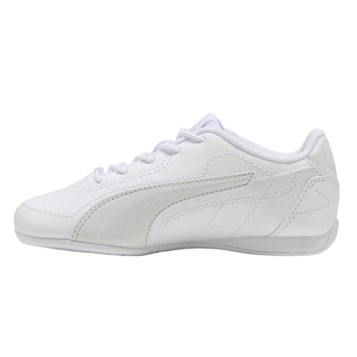 White-Silver - Back - Puma Childrens-Kids Catch Flat Heel Trainers