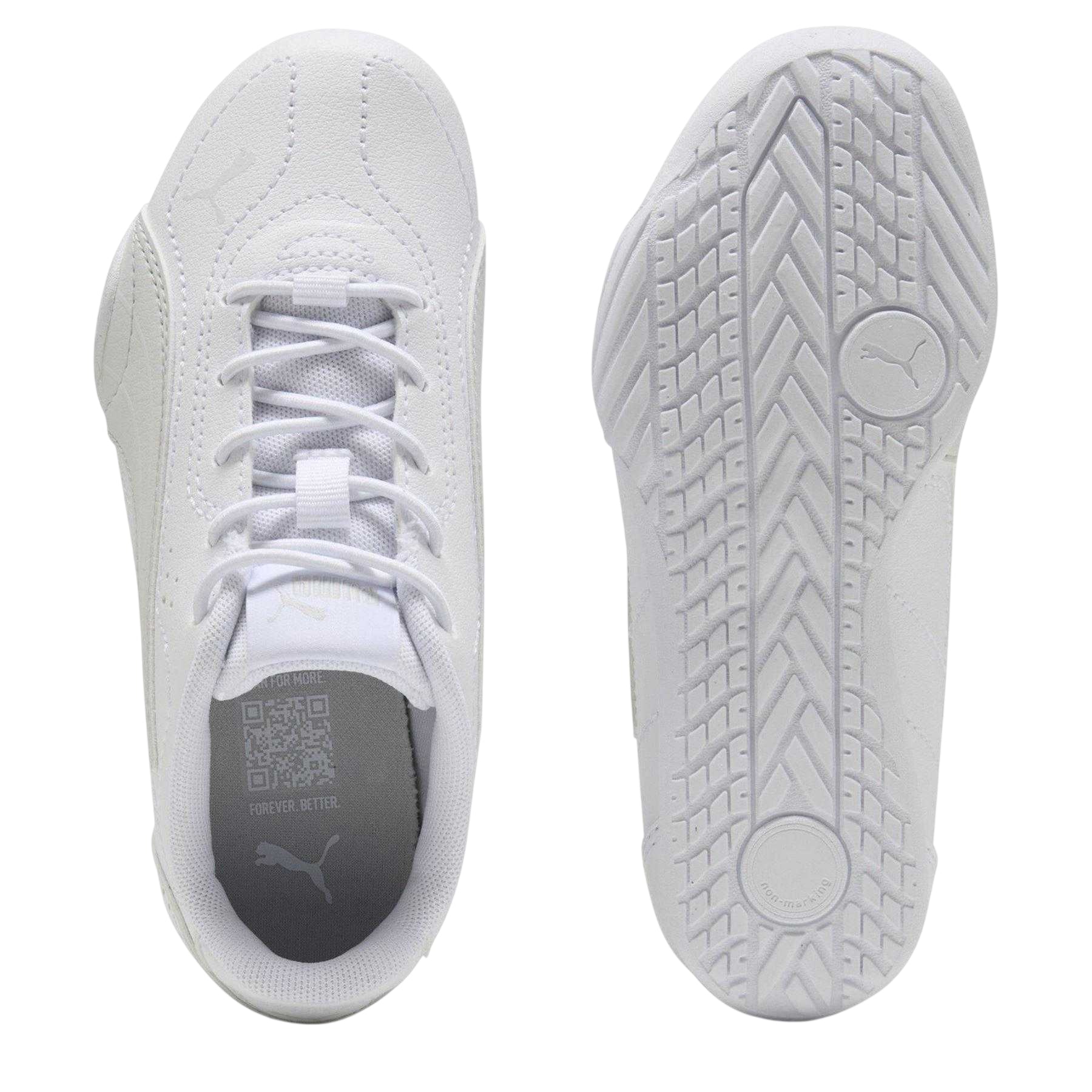 White-Silver - Side - Puma Childrens-Kids Catch Flat Heel Trainers