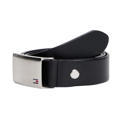 Black - Back - Tommy Hilfiger Logo Leather Belt