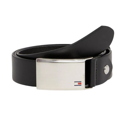 Black - Front - Tommy Hilfiger Logo Leather Belt
