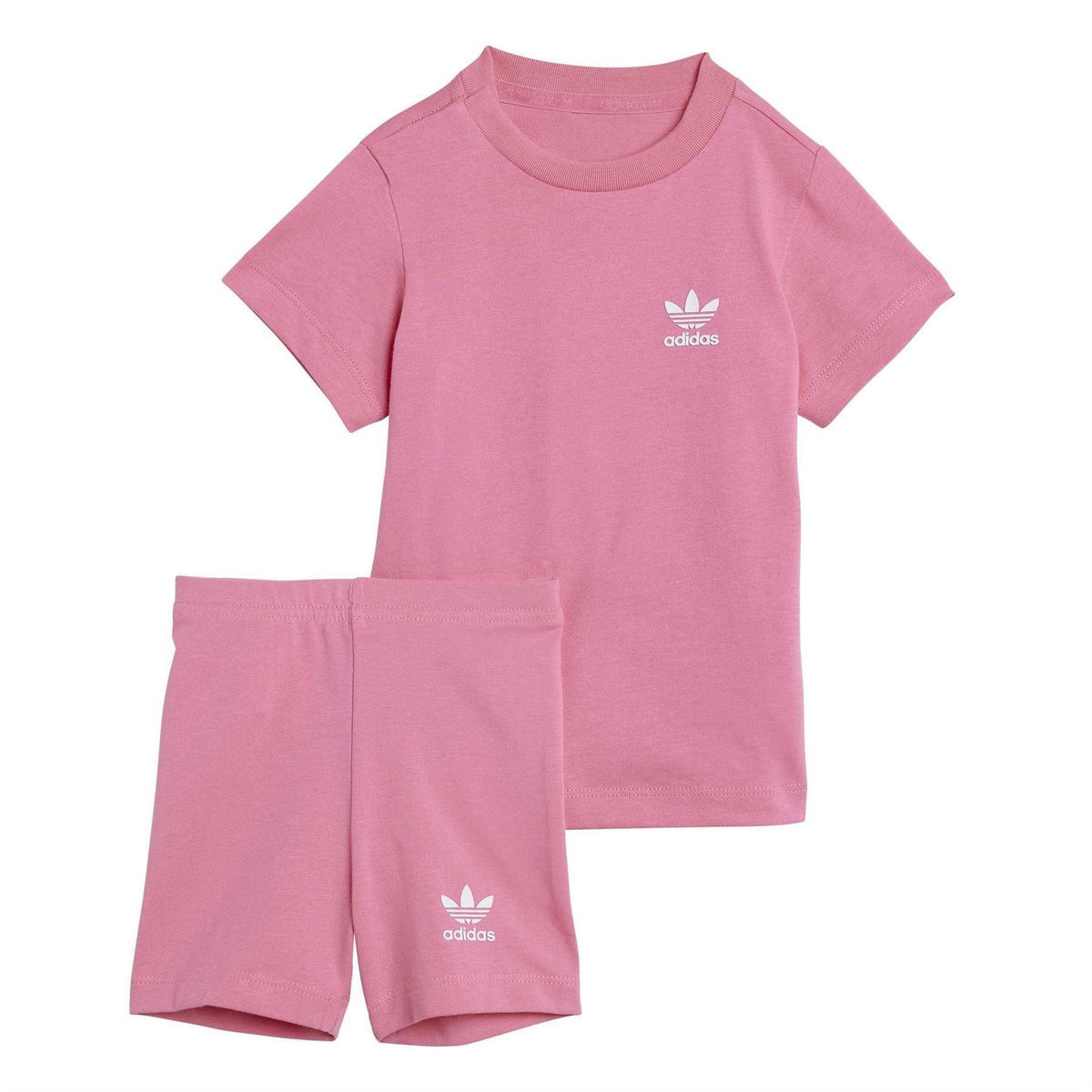 Pink Fusion - Front - Adidas Baby Trefoil T-Shirt & Shorts Set
