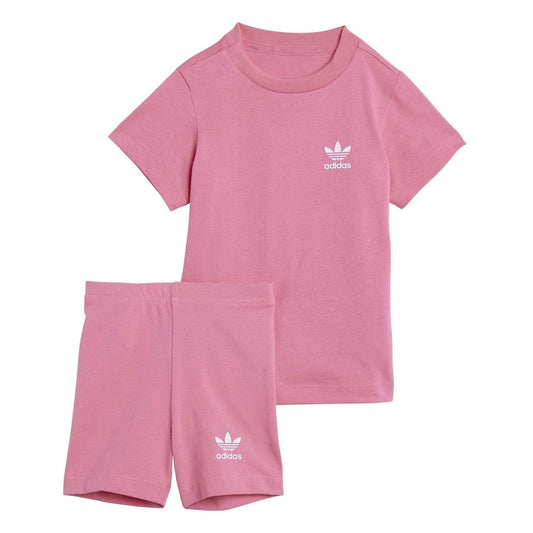 Pink Fusion - Front - Adidas Baby Trefoil T-Shirt & Shorts Set