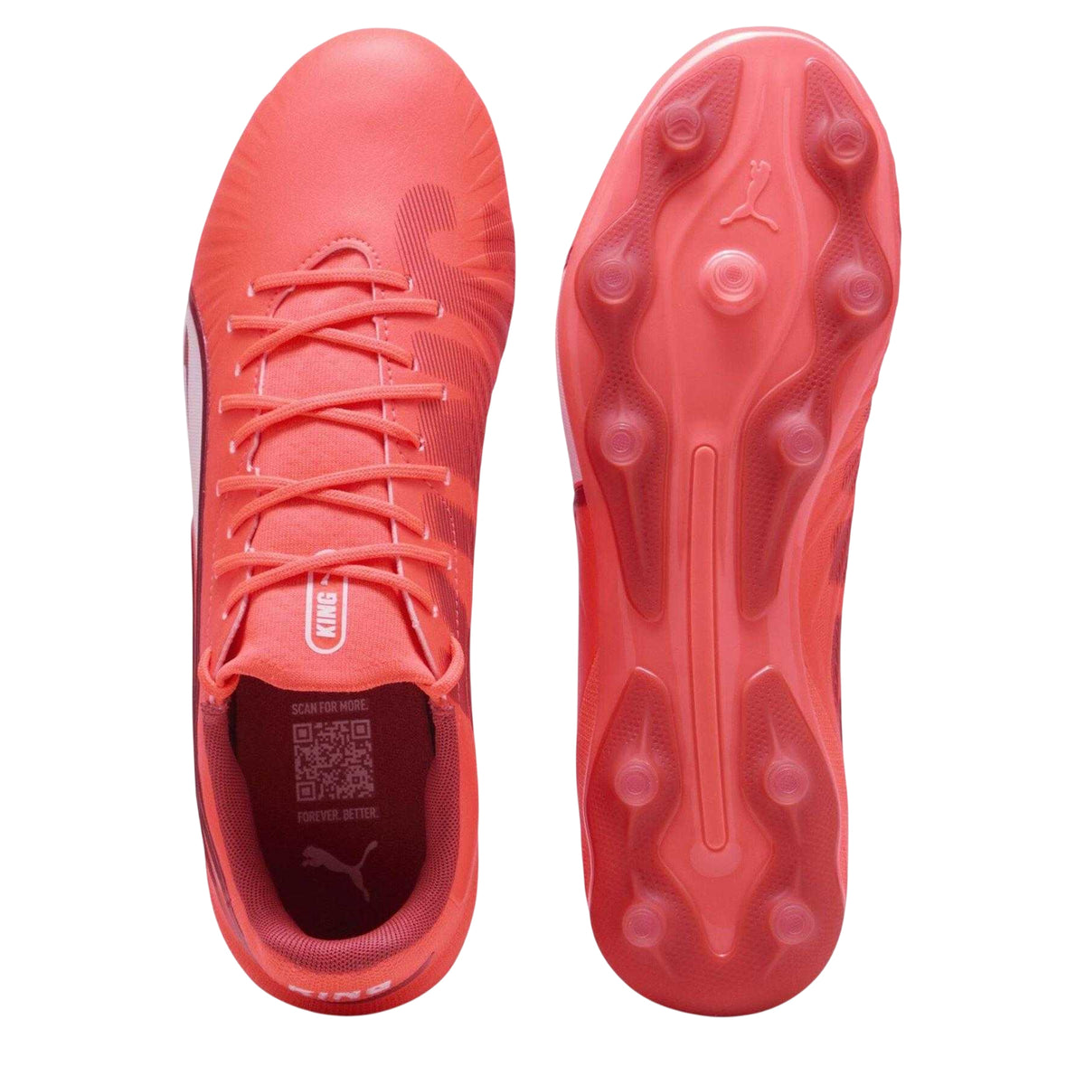 Red-White - Back - Puma Mens King Match Firm Ground Football Boots