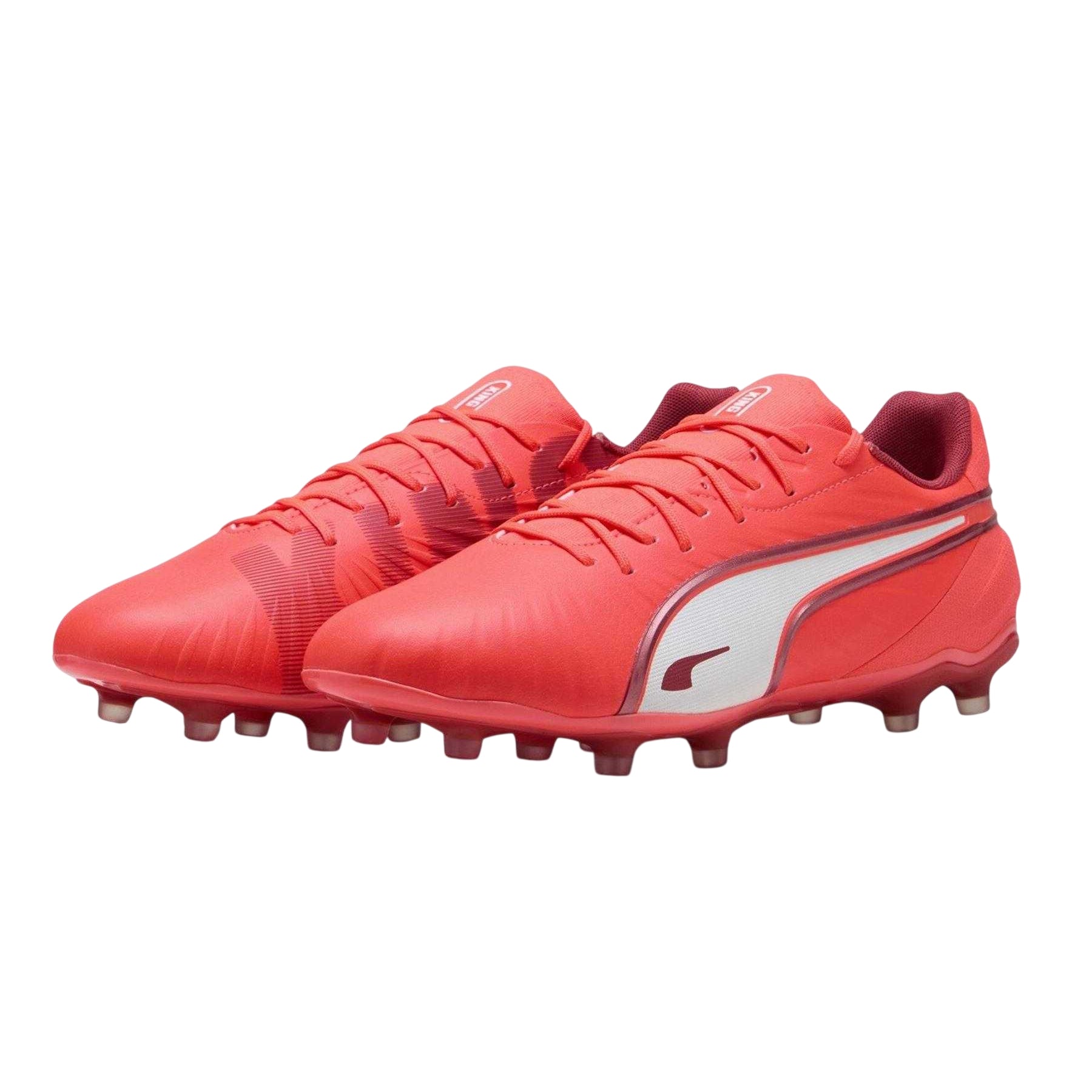 Red-White - Side - Puma Mens King Match Firm Ground Football Boots