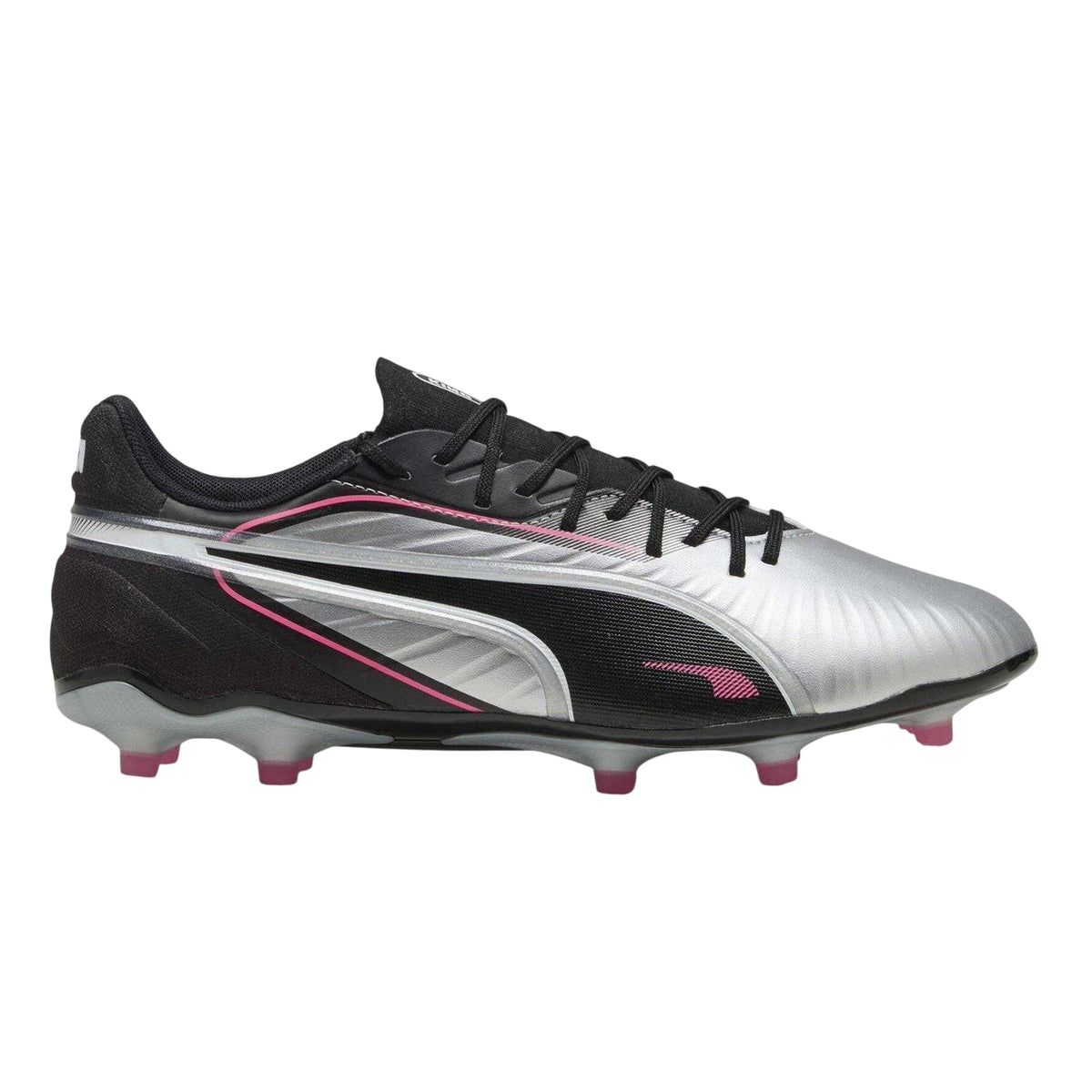 Silver-Black - Back - Puma Mens King Match Firm Ground Football Boots