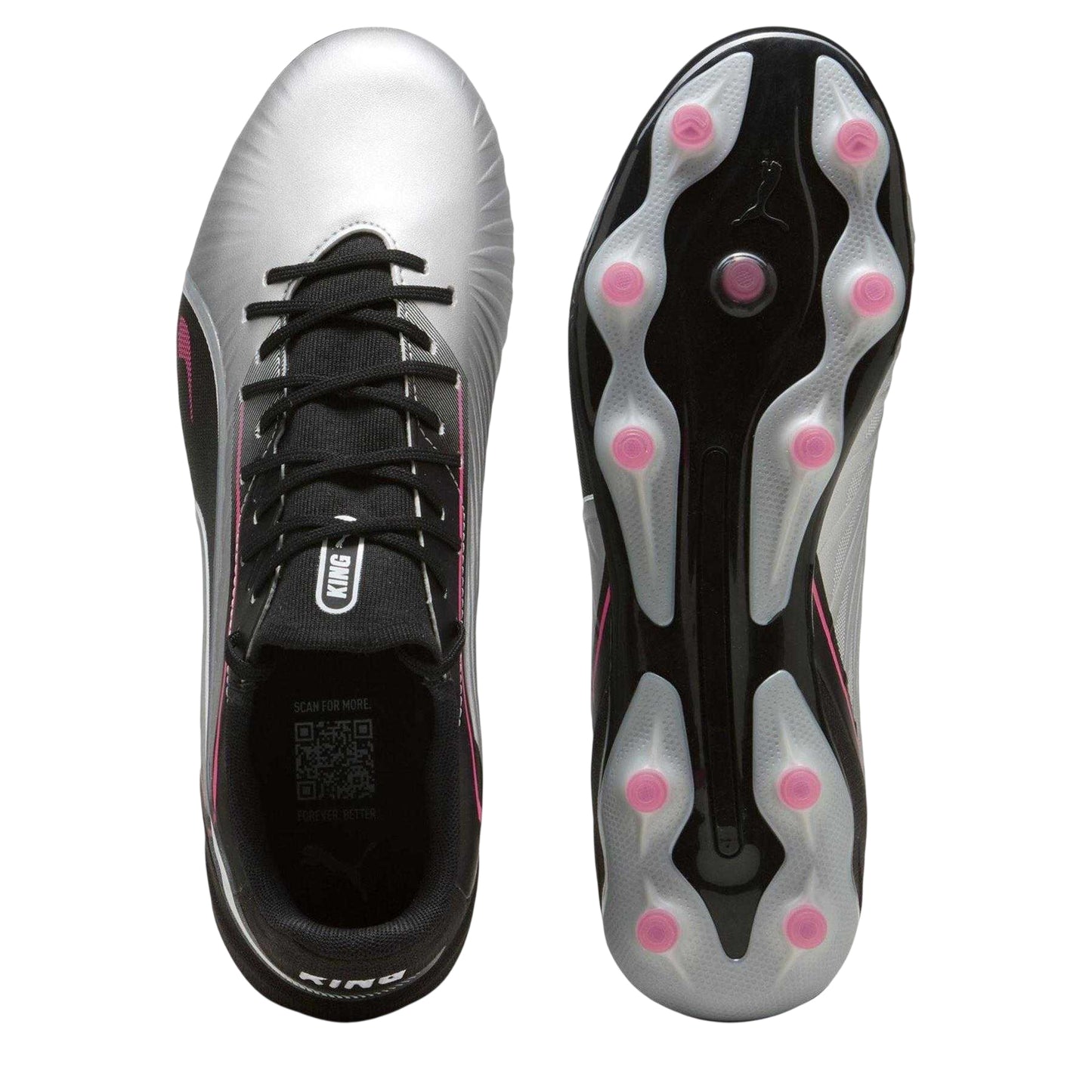 Silver-Black - Side - Puma Mens King Match Firm Ground Football Boots