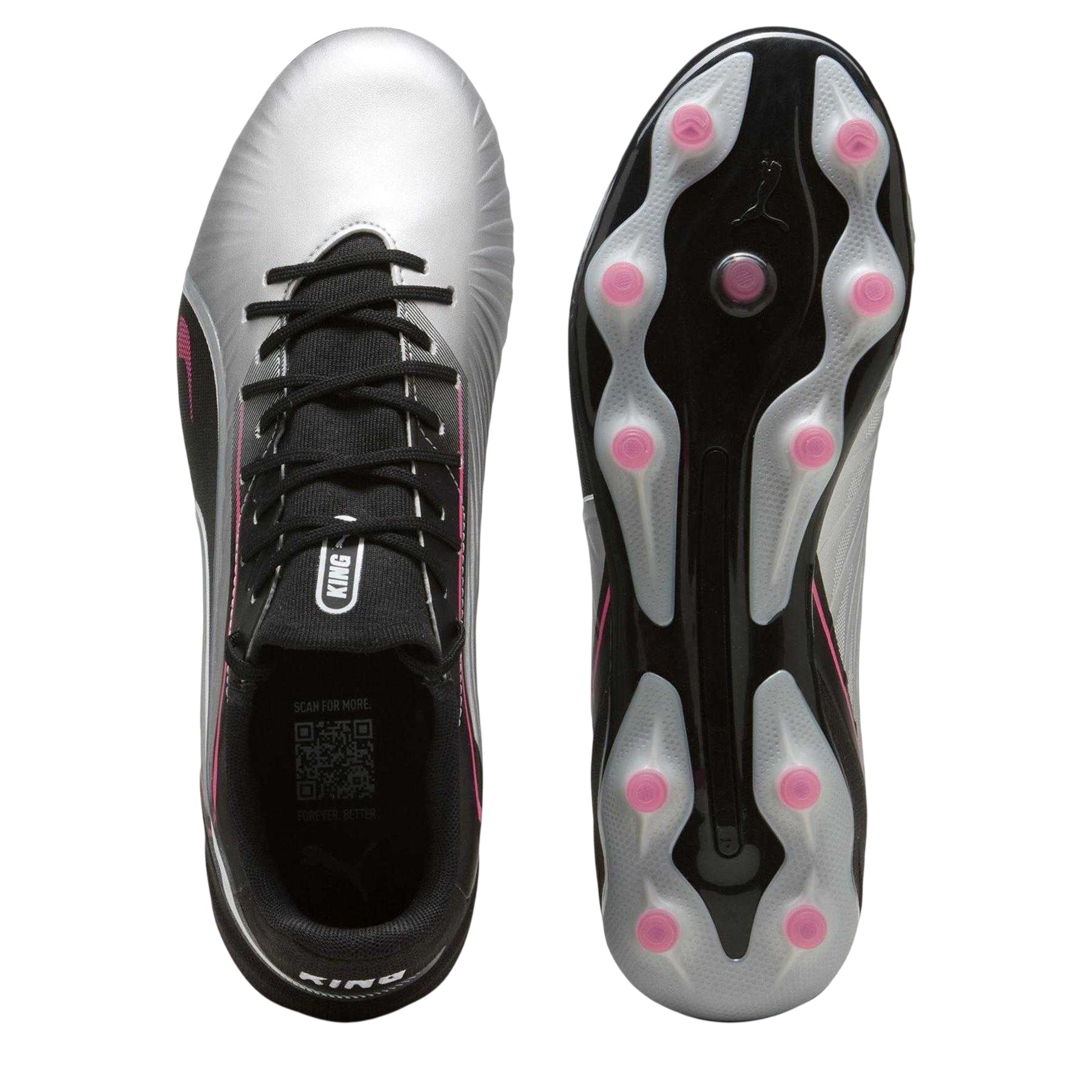 Silver-Black - Side - Puma Mens King Match Firm Ground Football Boots