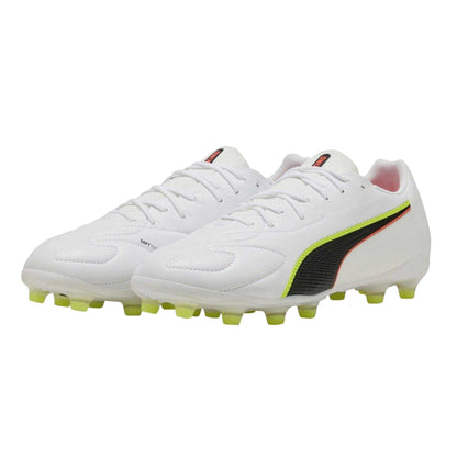 White-Black - Side - Puma Mens King Match Firm Ground Football Boots