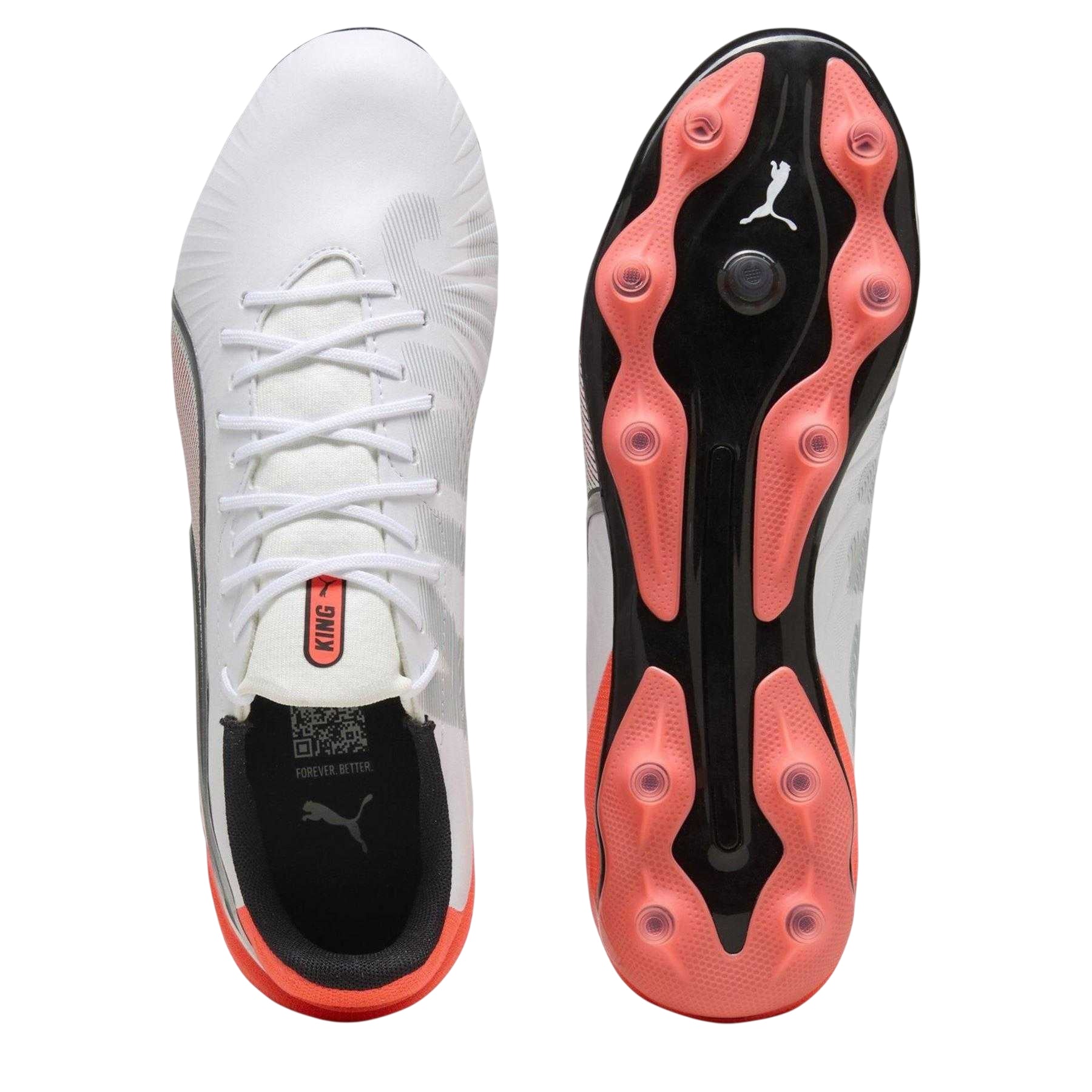White-Red - Side - Puma Mens King Match Firm Ground Football Boots