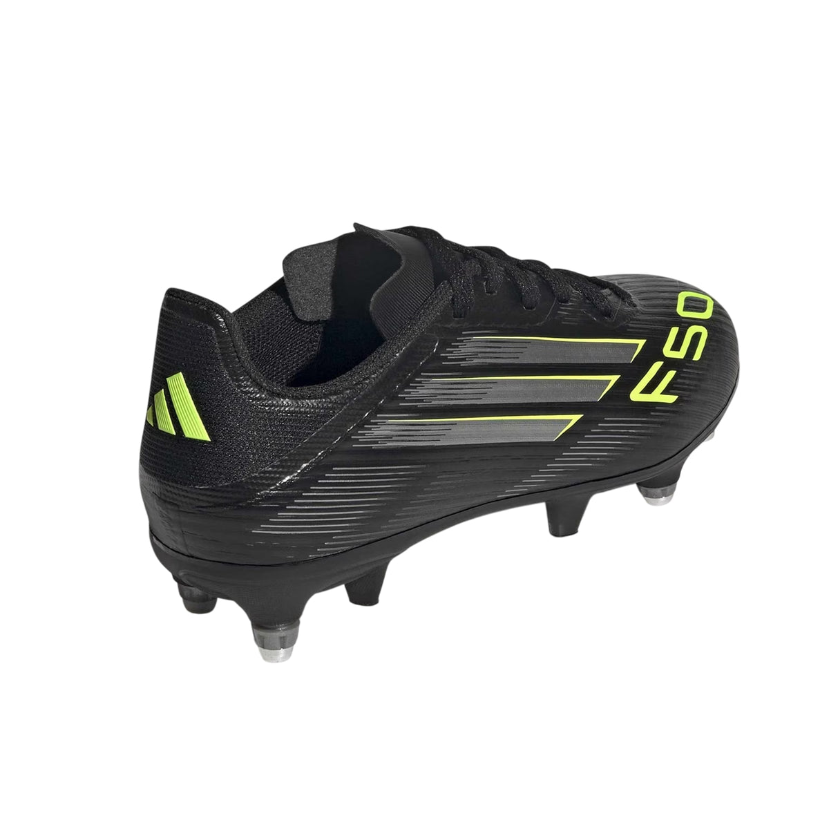 Black-Lemon - Back - Adidas Childrens-Kids F50 Academy Soft Ground Football Boots
