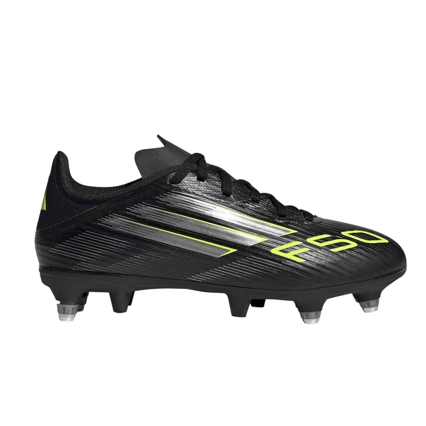 Black-Lemon - Front - Adidas Childrens-Kids F50 Academy Soft Ground Football Boots