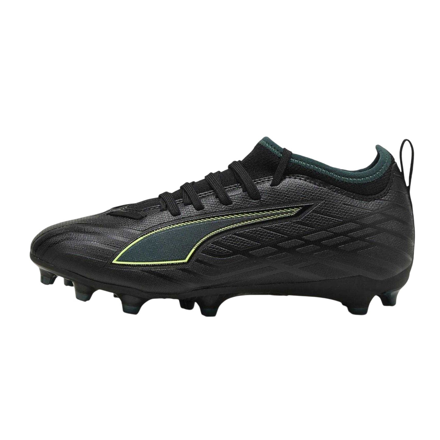 Black-Green - Back - Puma Childrens-Kids Ultra 6 Match Firm Ground Football Boots