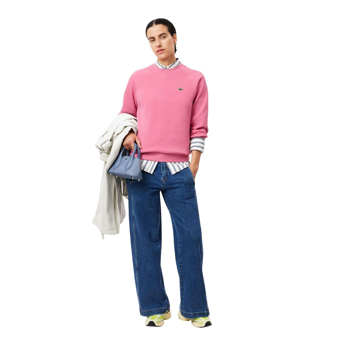 Pink - Close up - Lacoste Womens-Ladies Pique Sweatshirt