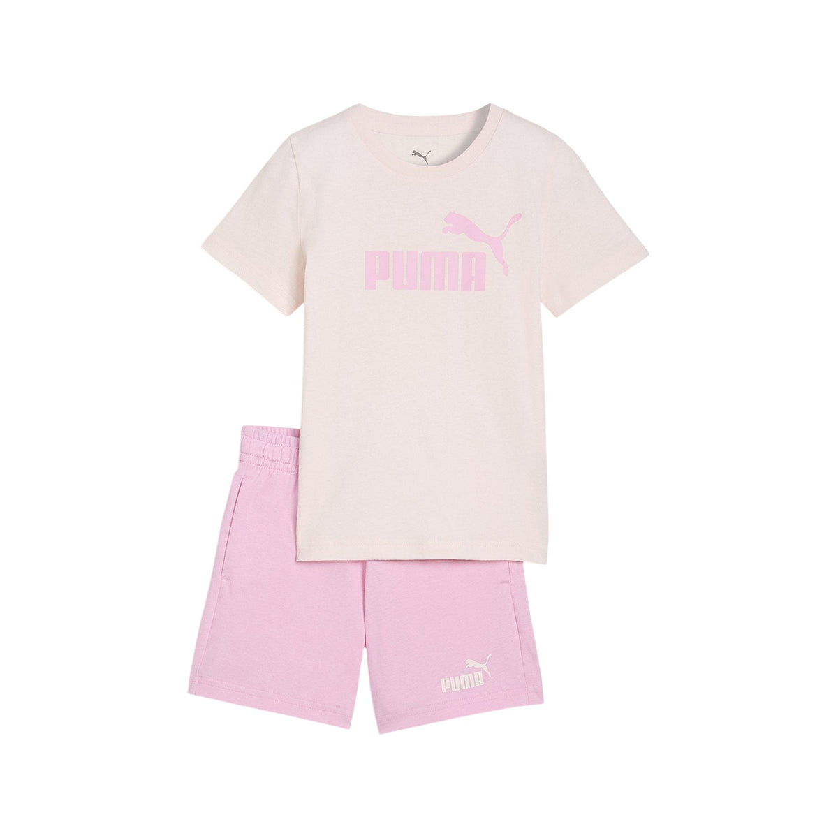 White-Pink - Front - Puma Childrens-Kids No.1 Logo T-Shirt & Shorts Set