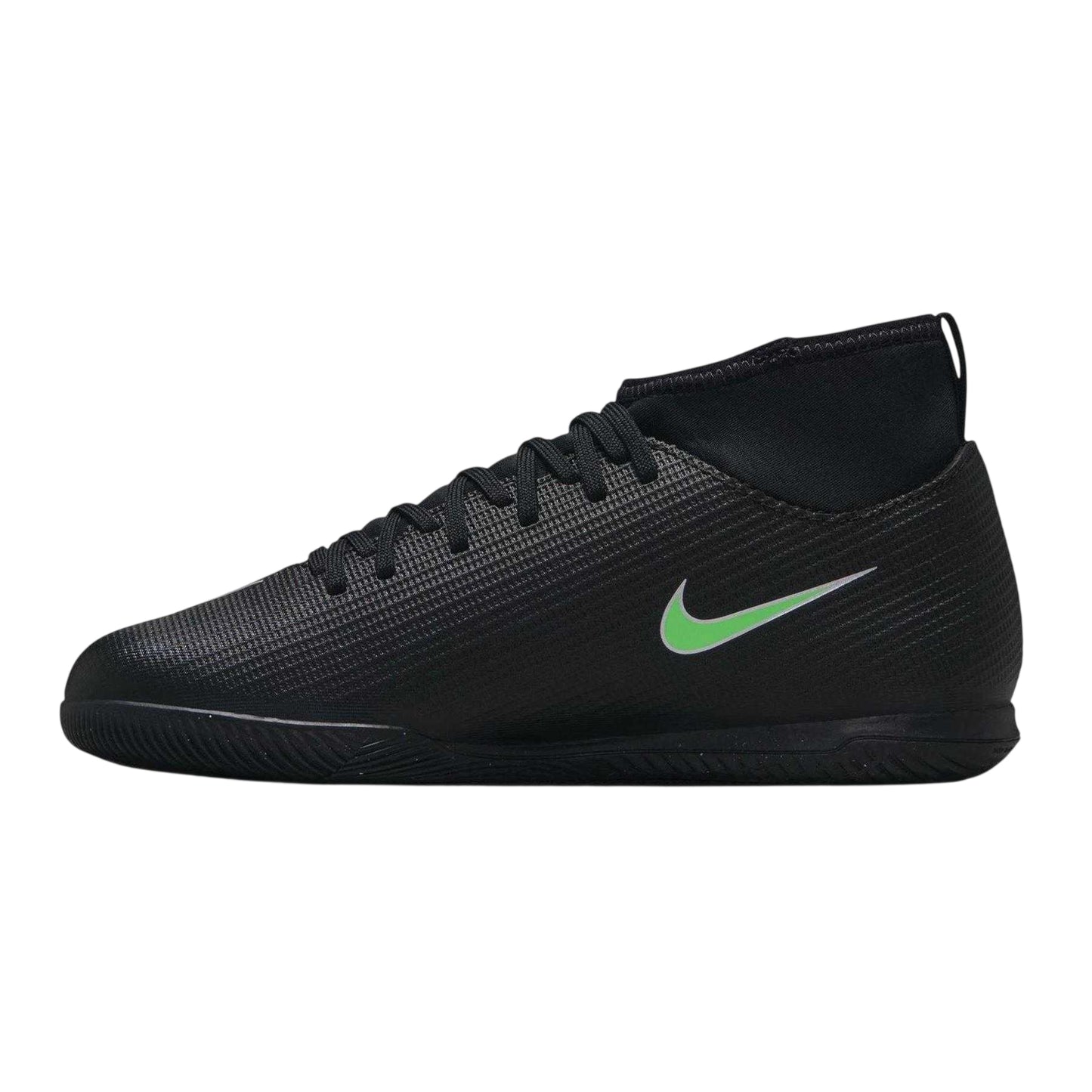 Black-Green - Side - Nike Childrens-Kids Mercurial Indoor Football Shoes