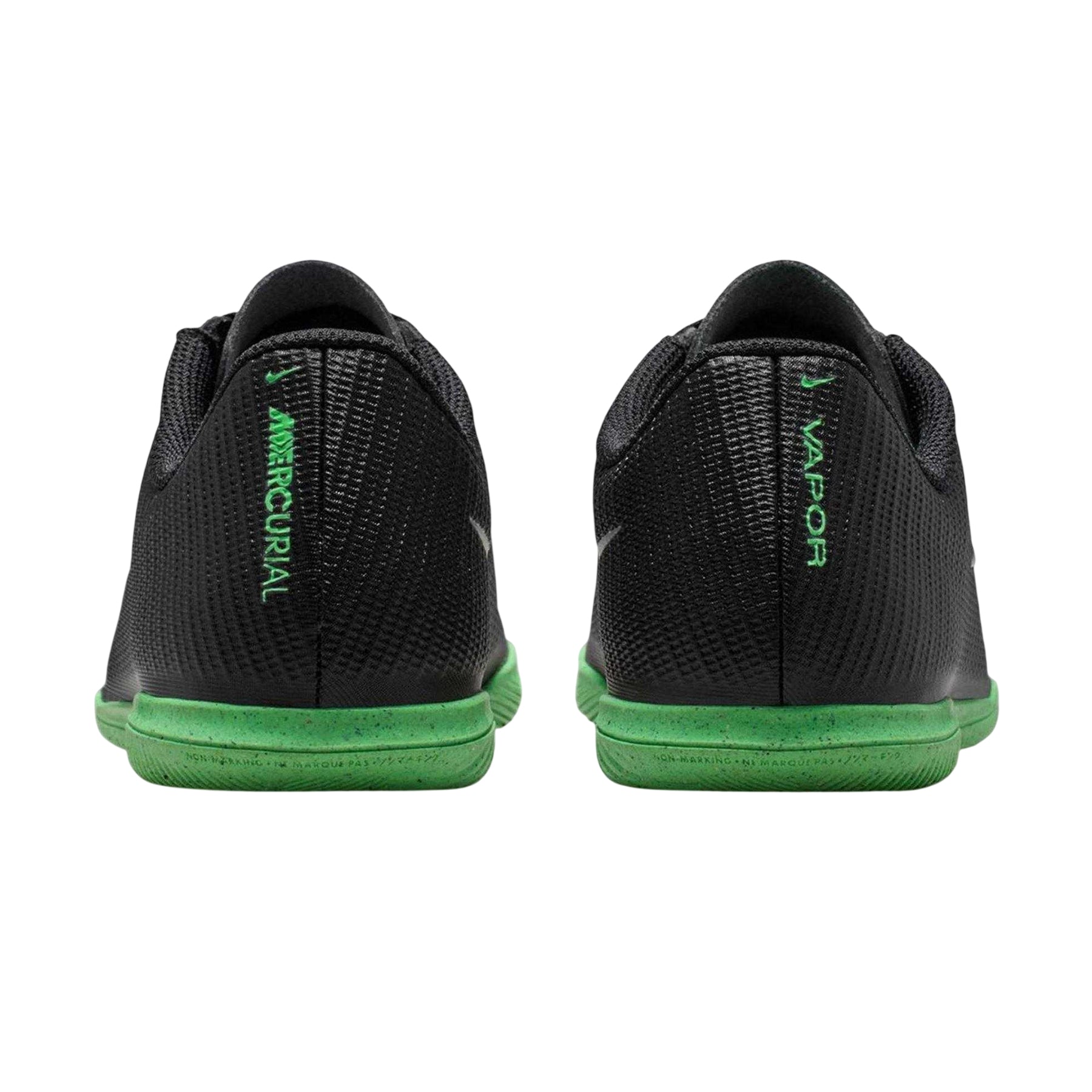 Black-Green - Back - Nike Childrens-Kids Mercurial Indoor Football Shoes