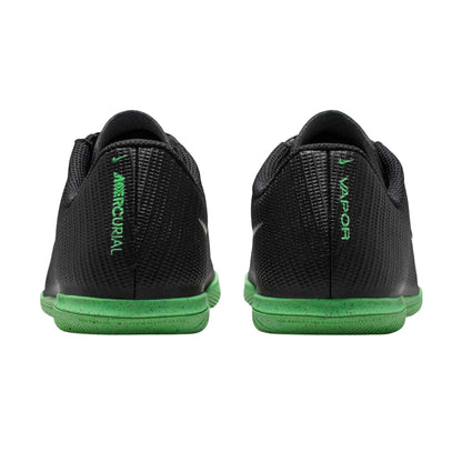 Black-Green - Back - Nike Childrens-Kids Mercurial Indoor Football Shoes