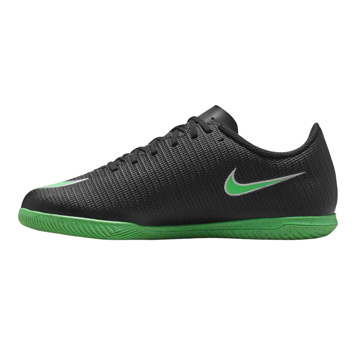 Black-Green - Side - Nike Childrens-Kids Mercurial Indoor Football Shoes
