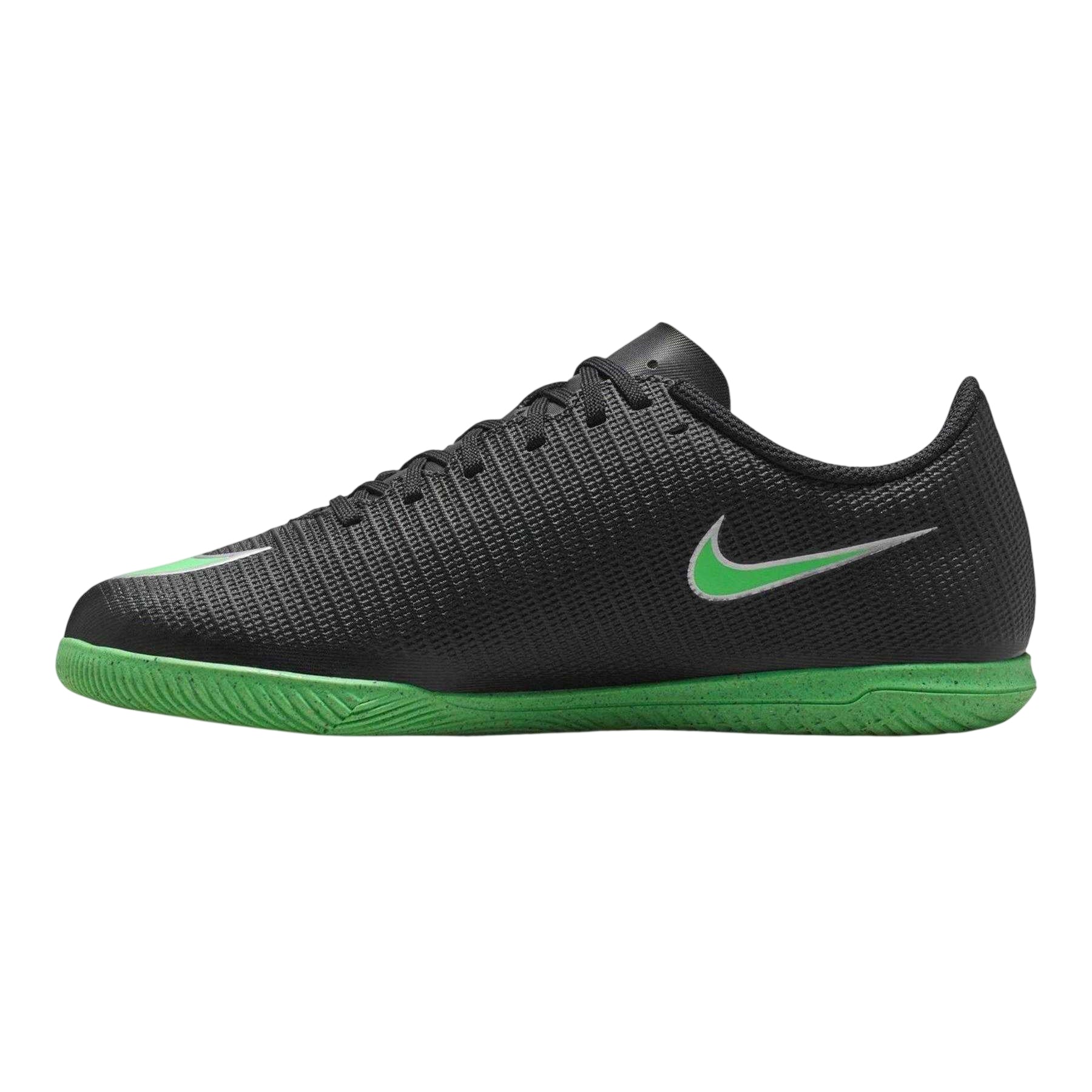 Black-Green - Side - Nike Childrens-Kids Mercurial Indoor Football Shoes