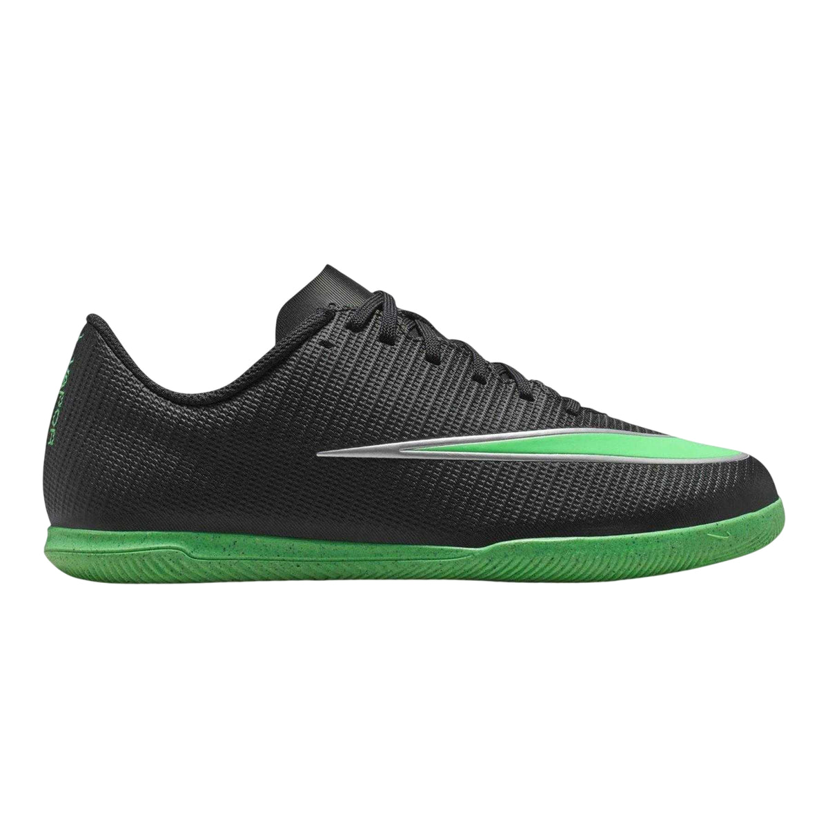 Black-Green - Front - Nike Childrens-Kids Mercurial Indoor Football Shoes
