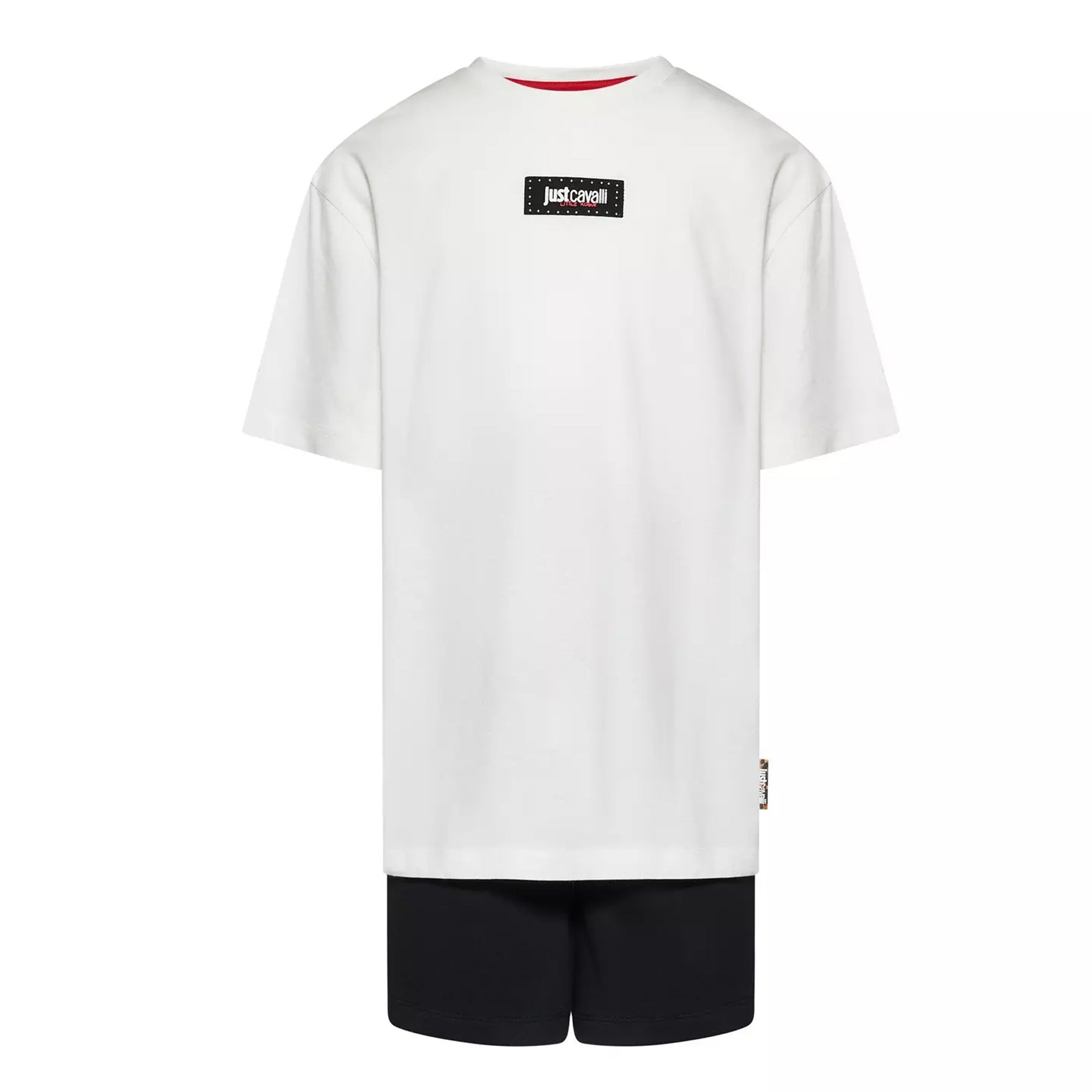 White-Black - Front - Just Cavalli Childrens-Kids Logo T-Shirt & Shorts Set