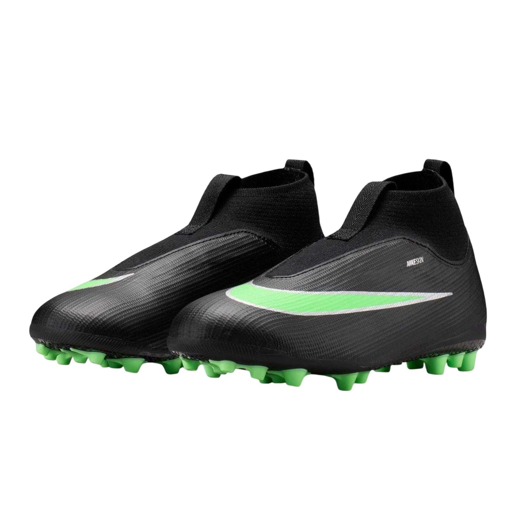 Black-Green - Pack Shot - Nike Childrens-Kids Mercurial Astro Turf Trainers