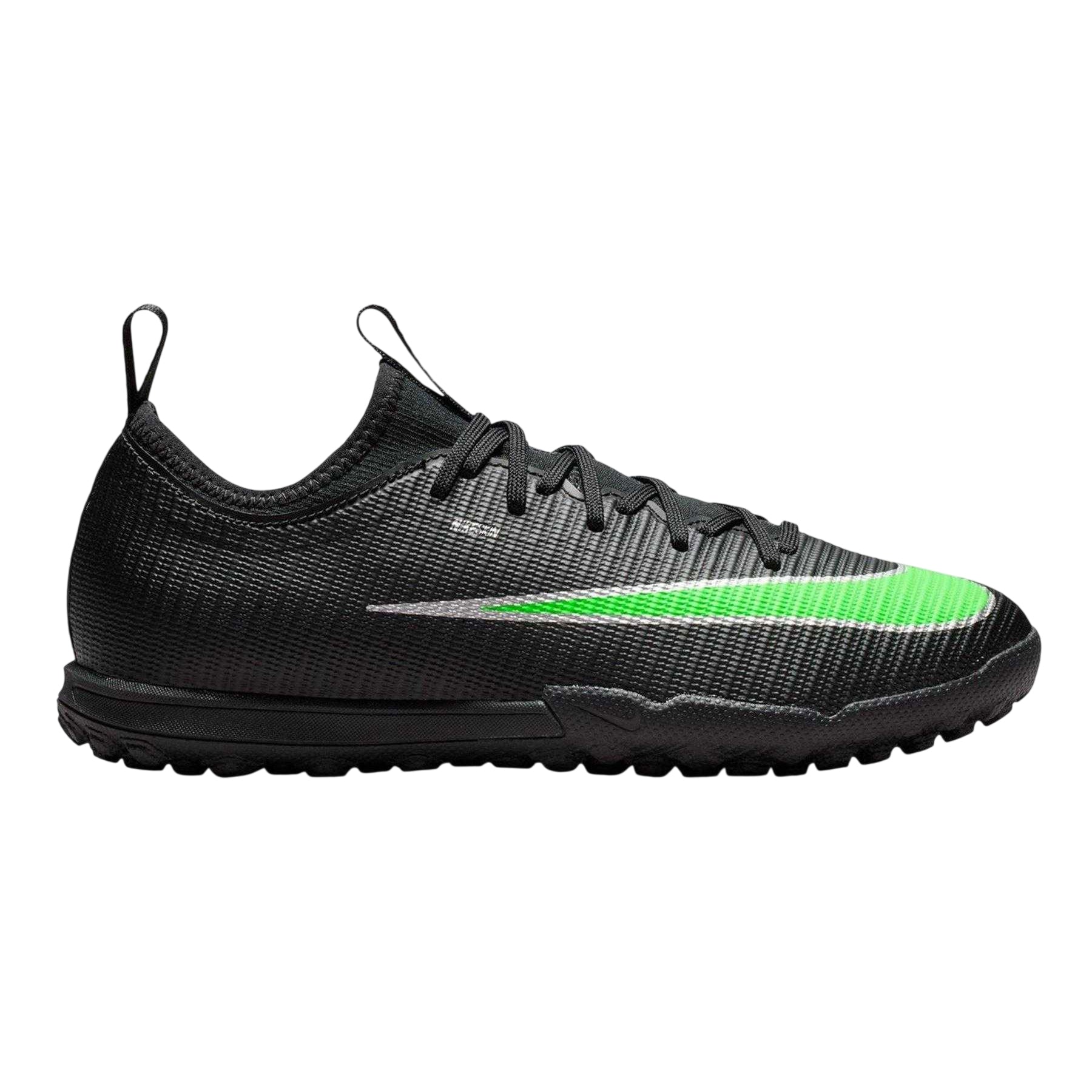 Black-Green - Front - Nike Childrens-Kids Mercurial Astro Turf Trainers
