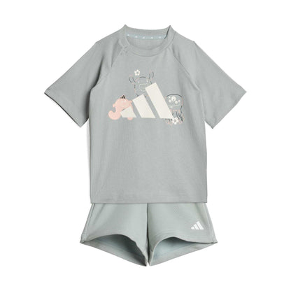 Grey-White - Front - Adidas Baby Monster Pyjama Set