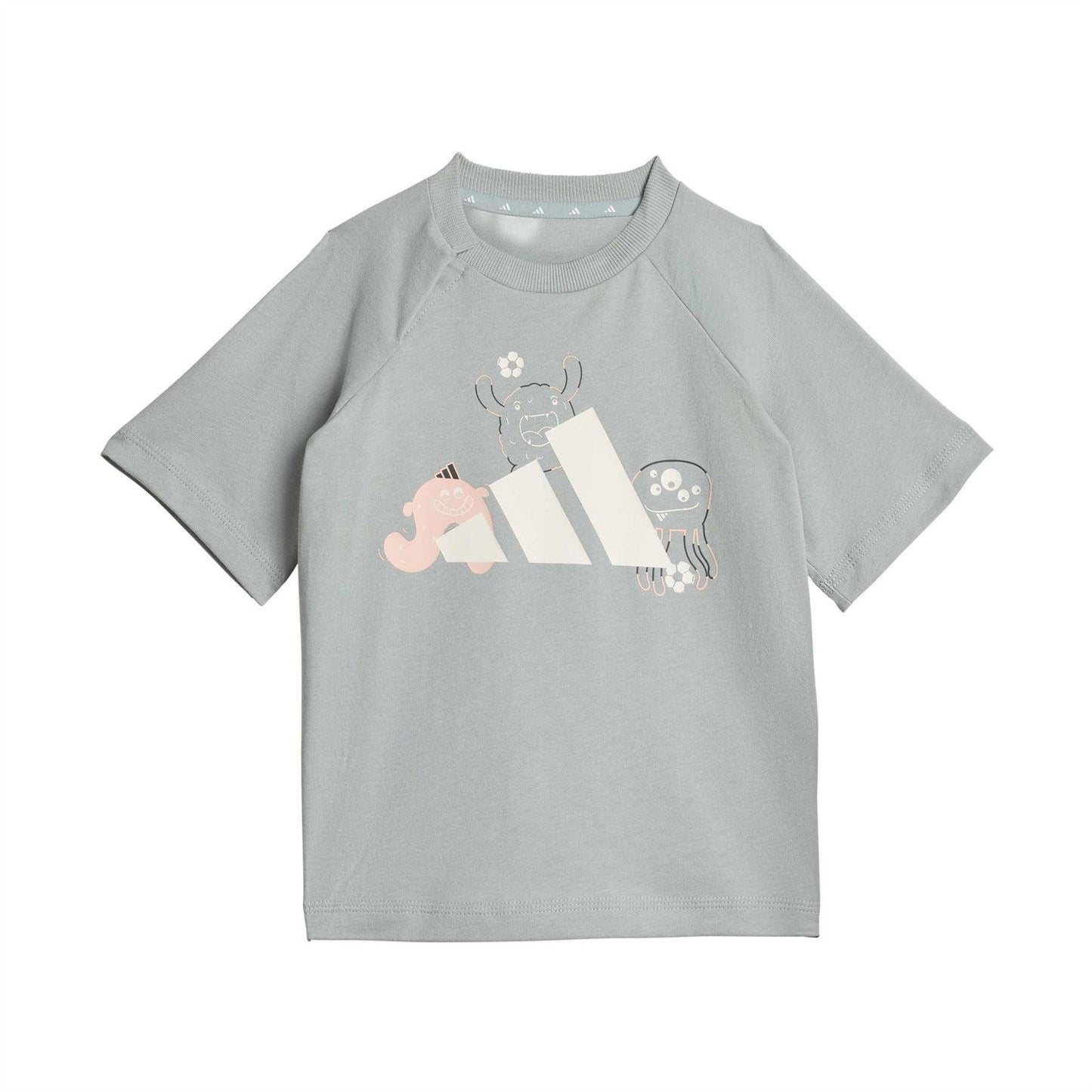 Grey-White - Back - Adidas Baby Monster Pyjama Set