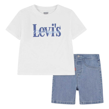 White - Front - Levis Baby Boys Big Logo T-Shirt & Shorts Set