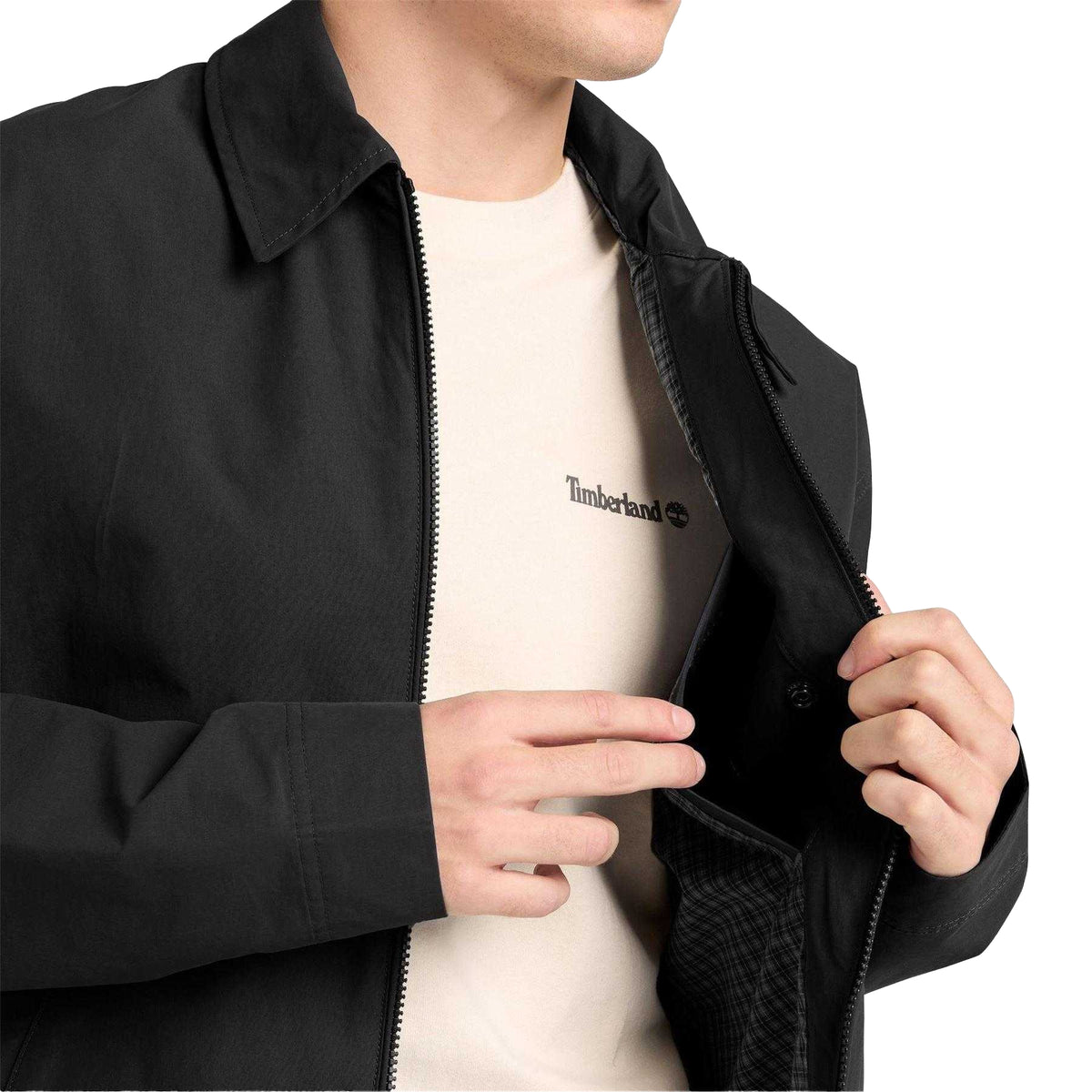 Black - Side - Timberland Mens Relaxed Fit Bomber Jacket