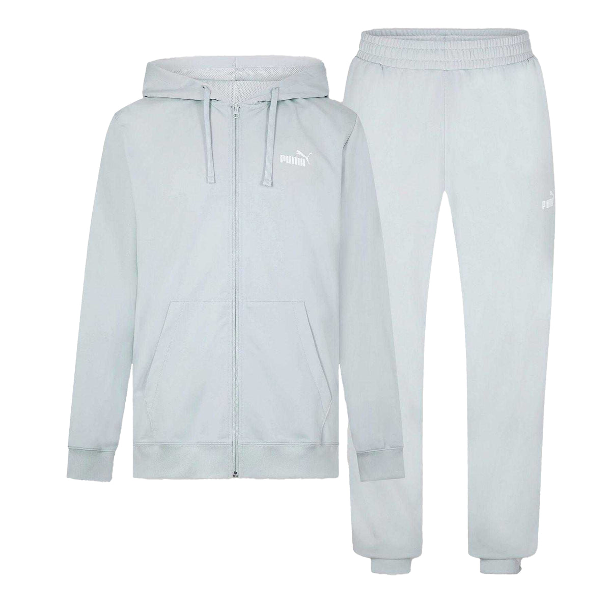 Light Grey - Front - Puma Mens Hooded Long-Sleeved Tracksuit Set