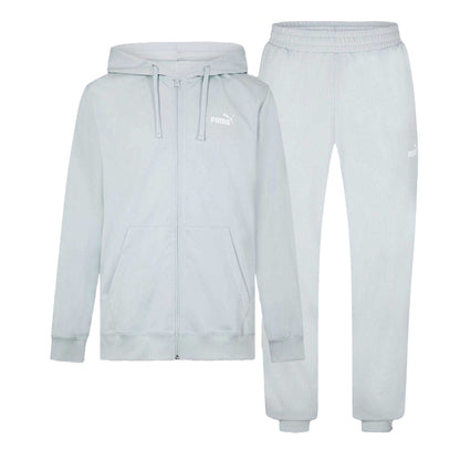 Light Grey - Front - Puma Mens Hooded Long-Sleeved Tracksuit Set