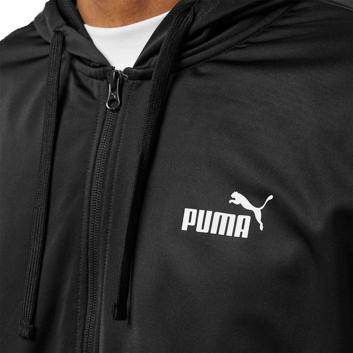 Black - Side - Puma Mens Hooded Long-Sleeved Tracksuit Set