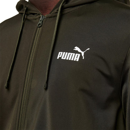 Khaki Green - Side - Puma Mens Hooded Long-Sleeved Tracksuit Set
