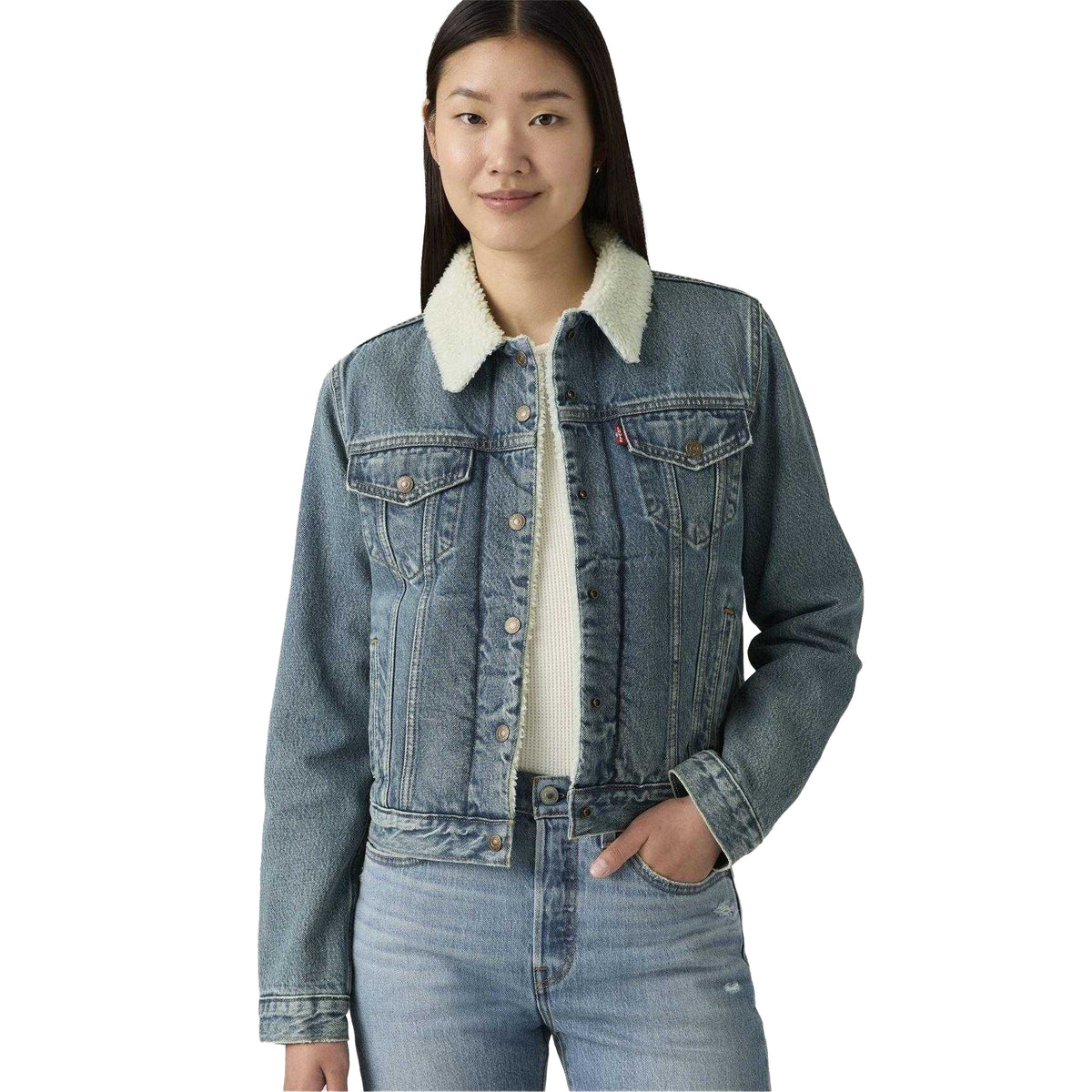 Heed and Hawed - Front - Levis Womens-Ladies Denim Sherpa Lined Trucker Jacket