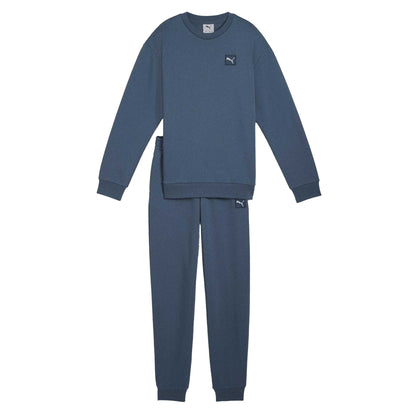Dark Indigo - Front - Puma Childrens-Kids Elevated Crew Neck Tracksuit