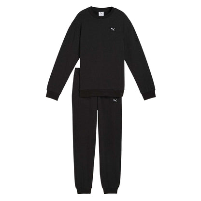 Puma Black - Front - Puma Childrens-Kids Elevated Crew Neck Tracksuit