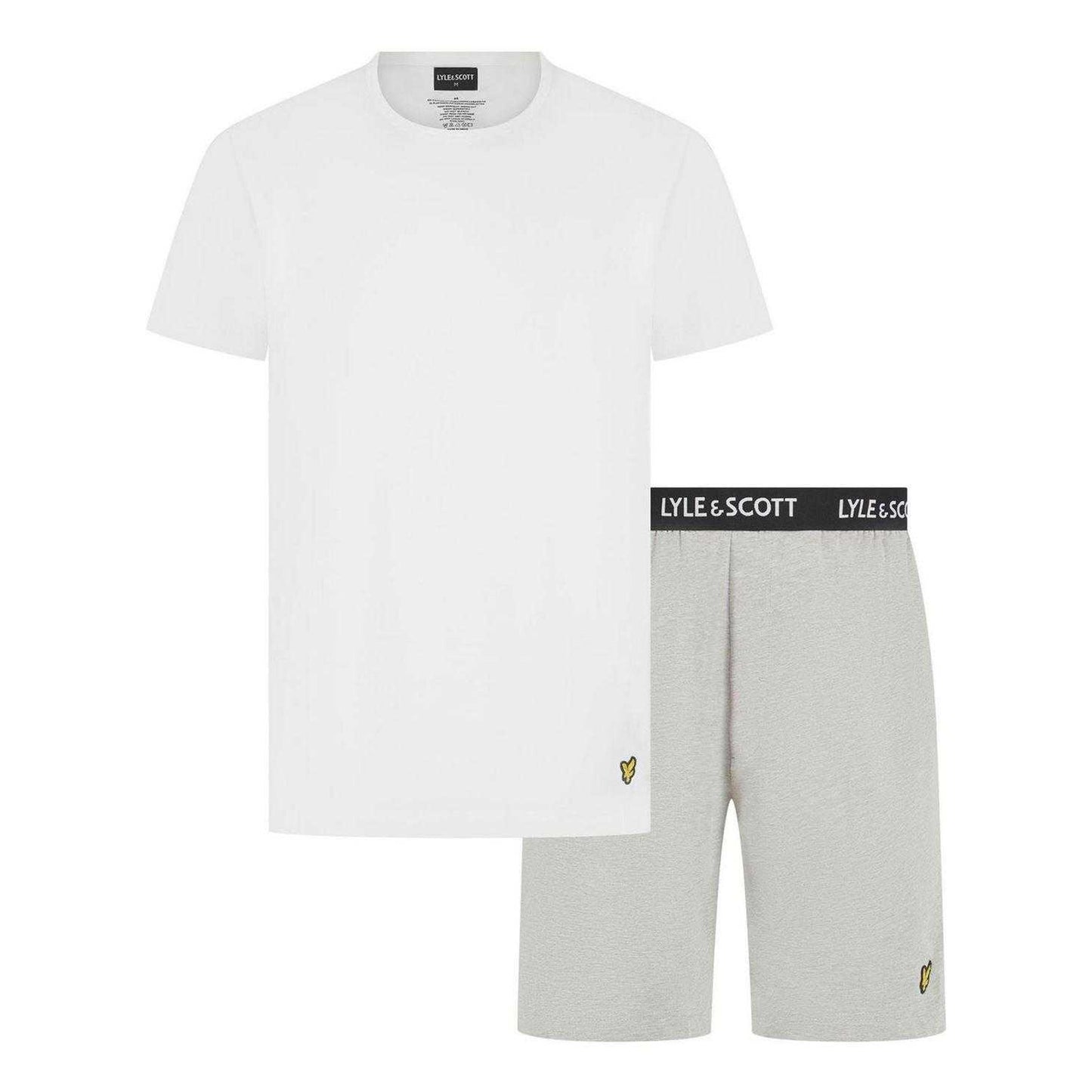 White-Grey - Front - Lyle & Scott Mens Charlie T-Shirt & Shorts Set
