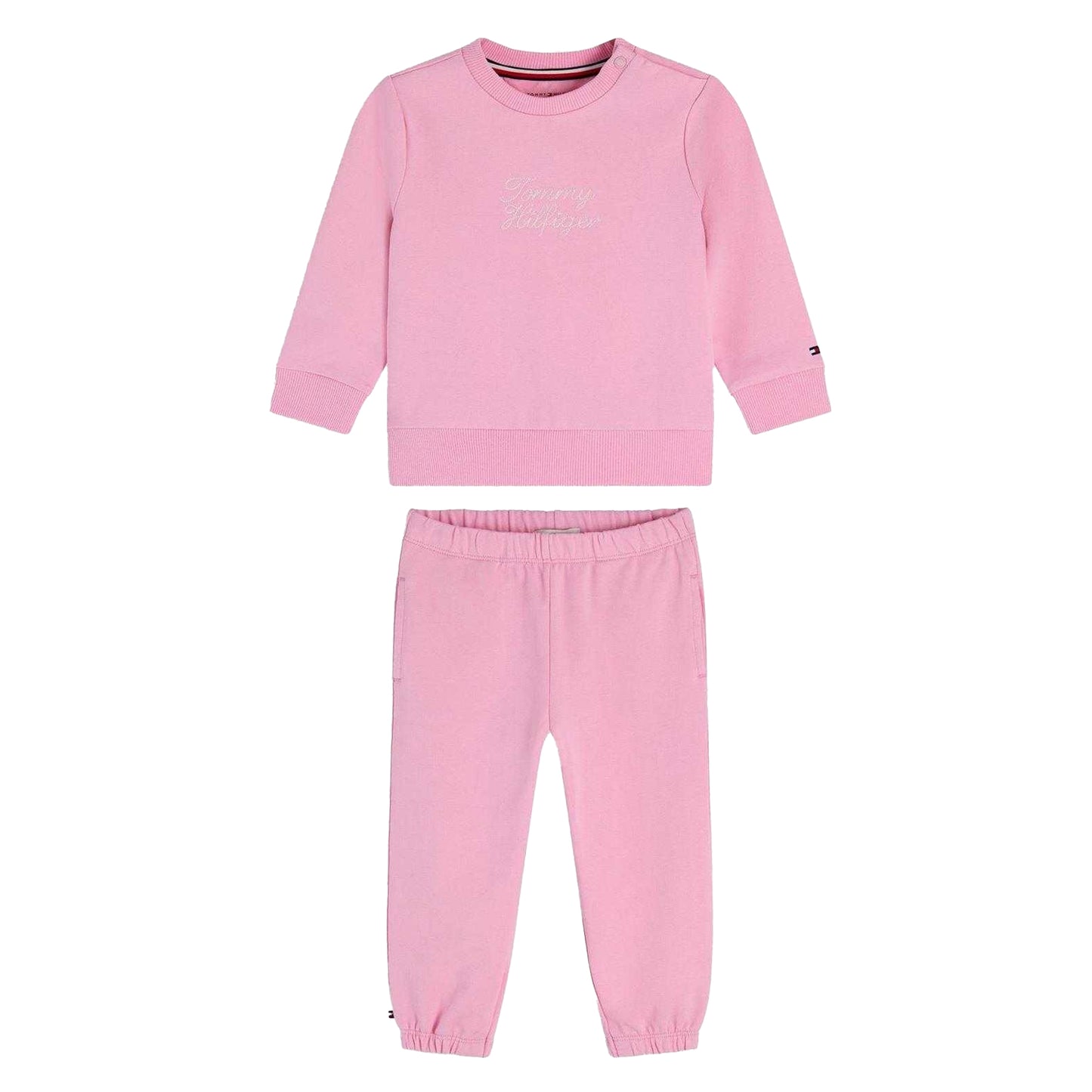 Pink - Front - Tommy Hilfiger Childrens-Kids Logo Tracksuit Set