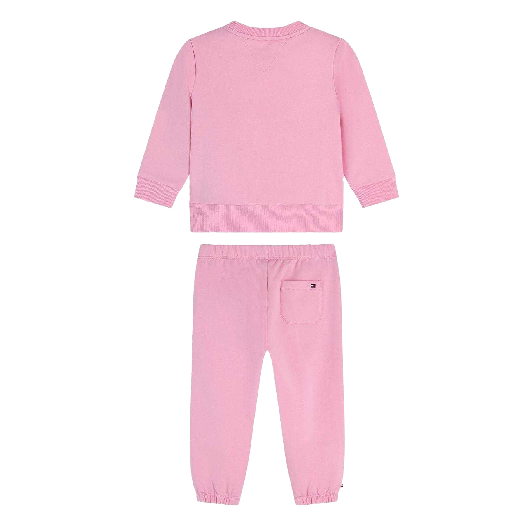 Pink - Back - Tommy Hilfiger Childrens-Kids Logo Tracksuit Set