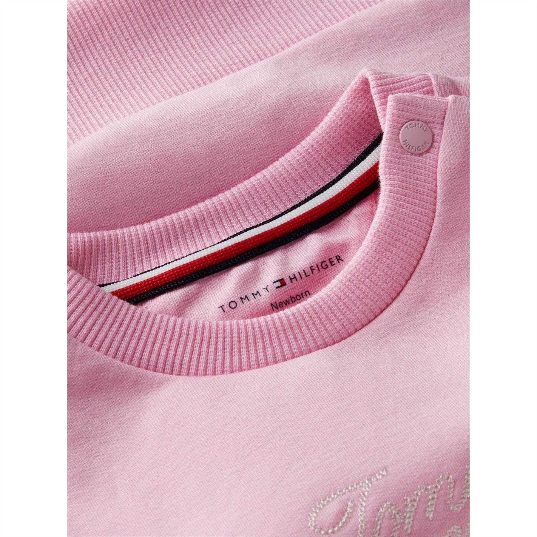 Pink - Side - Tommy Hilfiger Childrens-Kids Logo Tracksuit Set