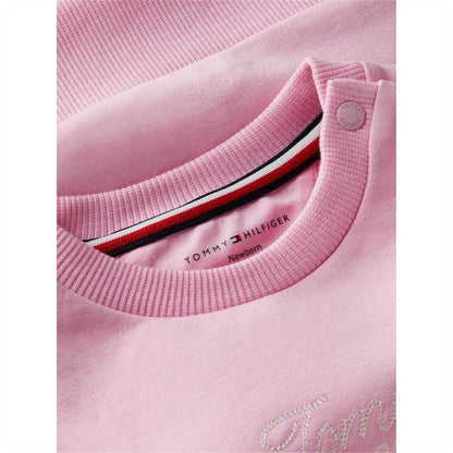 Pink - Side - Tommy Hilfiger Childrens-Kids Logo Tracksuit Set