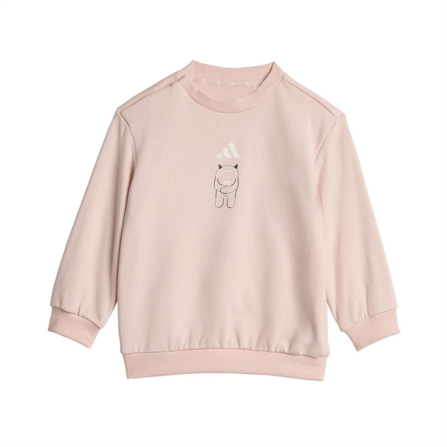 Blush Pink-White - Back - Adidas Childrens-Kids Monster Tracksuit Set