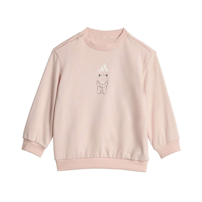 Blush Pink-White - Back - Adidas Childrens-Kids Monster Tracksuit Set