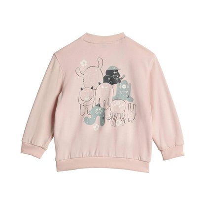 Blush Pink-White - Side - Adidas Childrens-Kids Monster Tracksuit Set