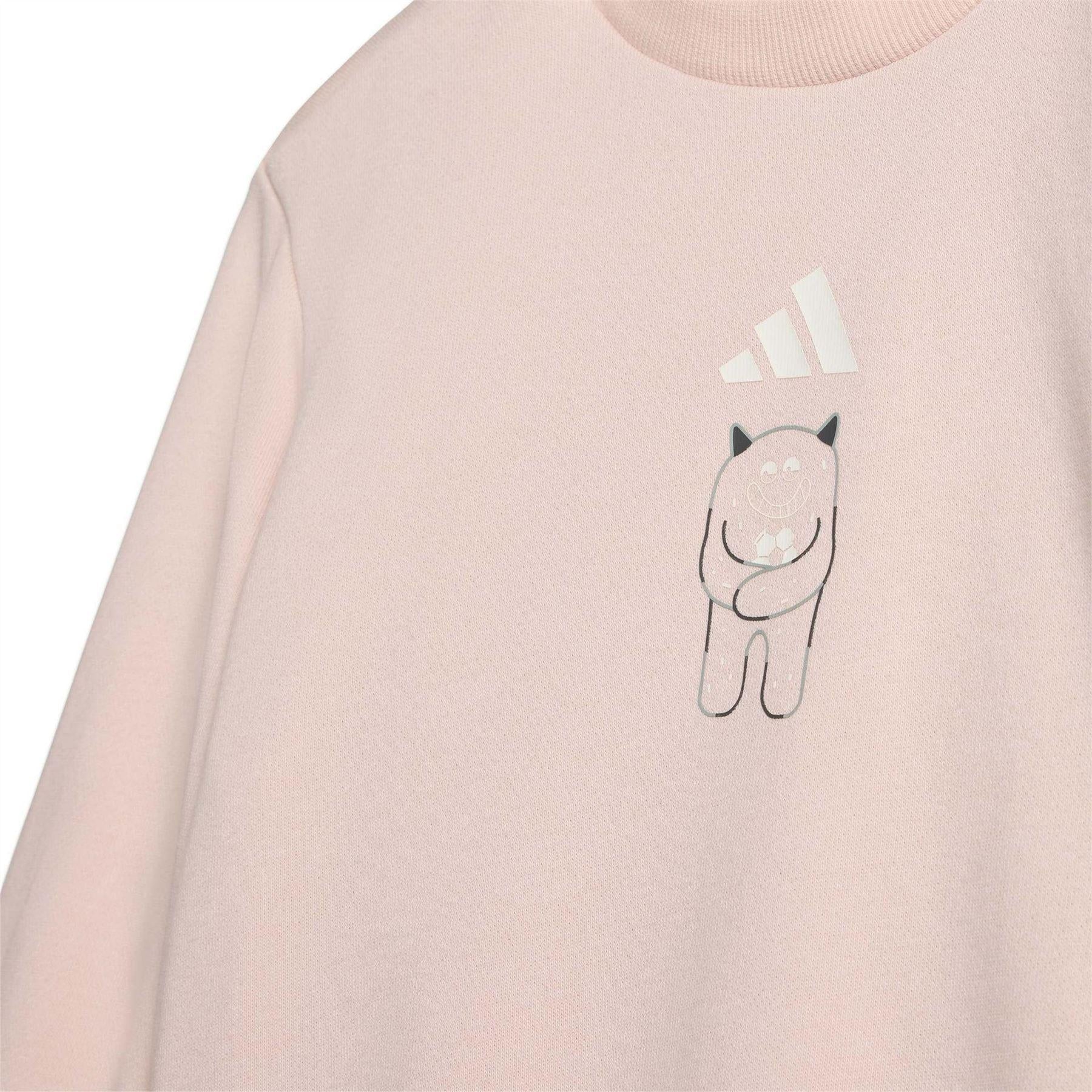 Blush Pink-White - Pack Shot - Adidas Childrens-Kids Monster Tracksuit Set